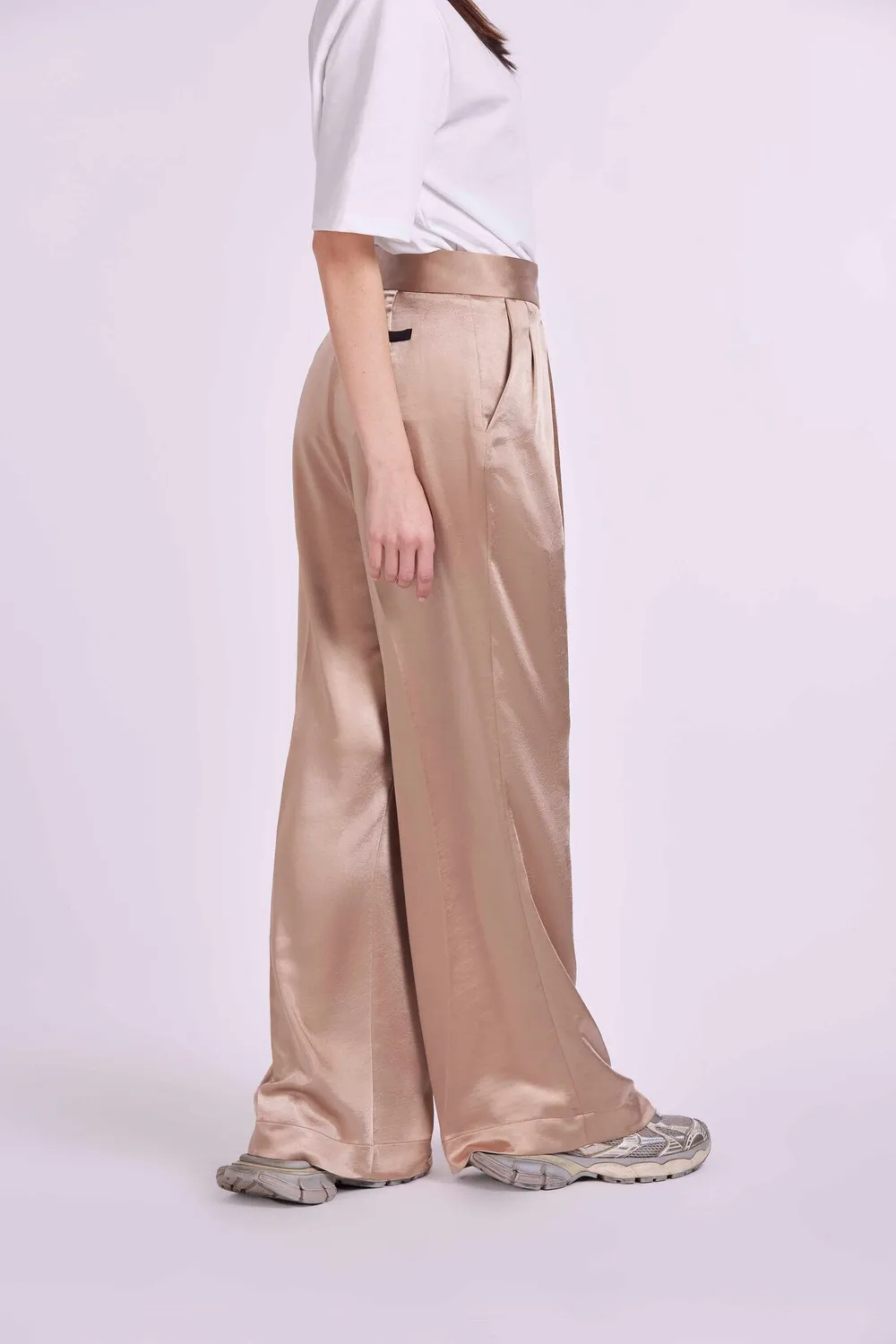 4 Giveness Palazzo pantalone satin beige
