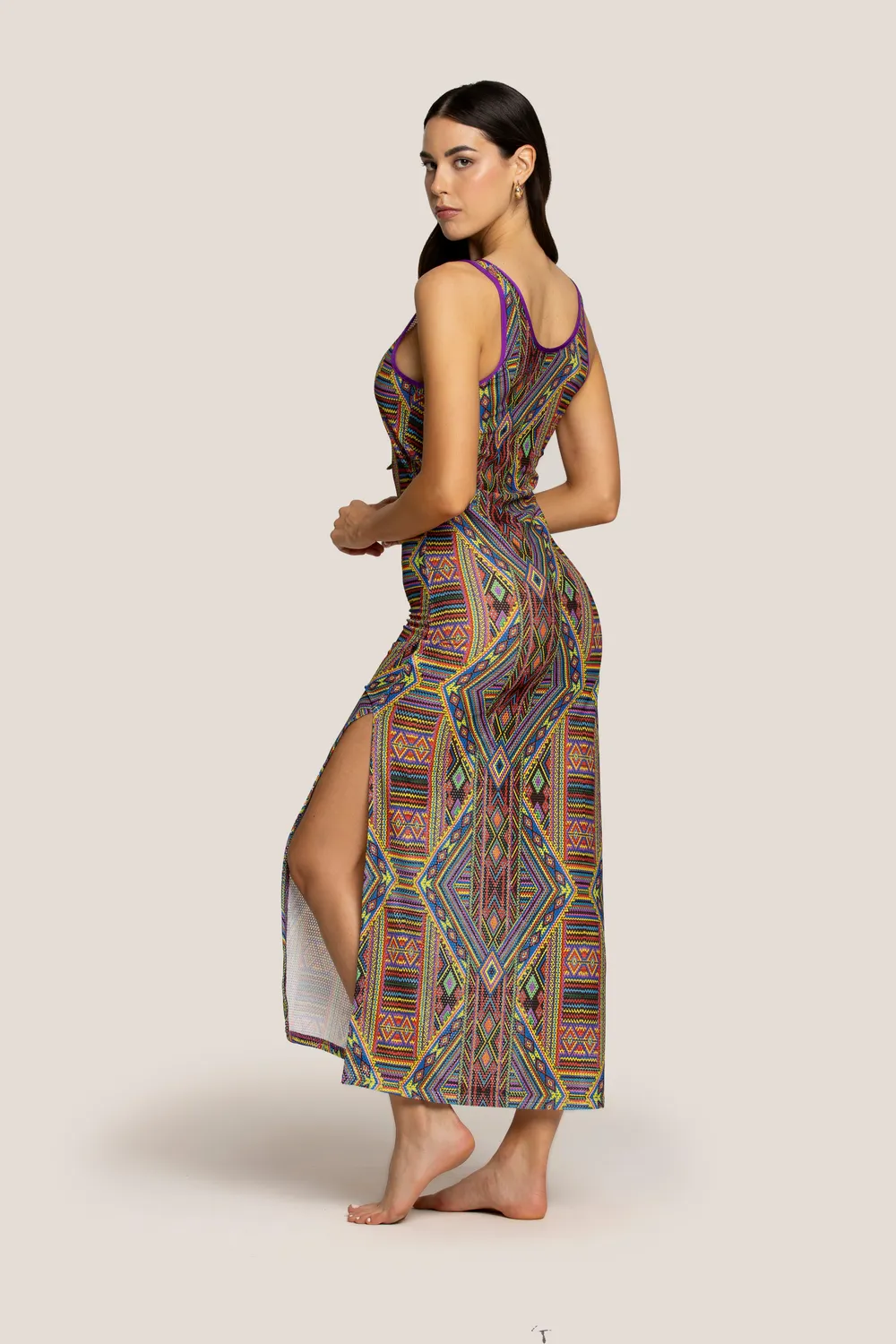 4 Giveness Masai Colors abito canotta donna con spacco