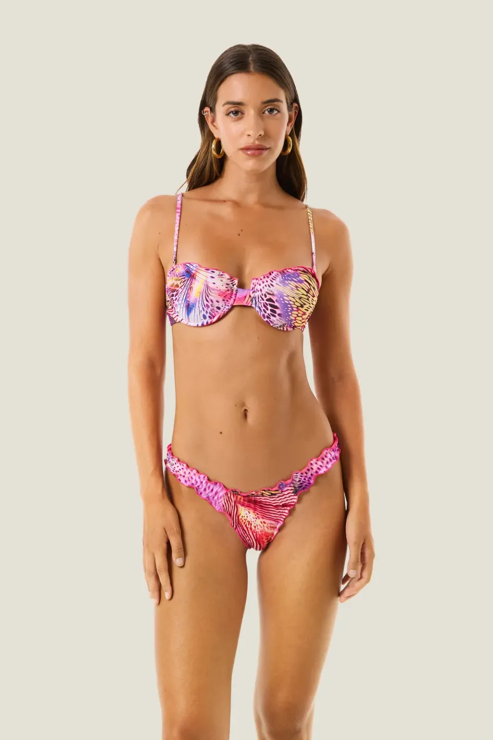 4 Giveness Pink Butterfly Bikini Balconcino Multicolor