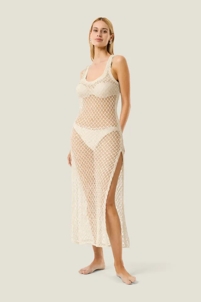 4 Giveness Natural Mesh abito lungo nero in mesh