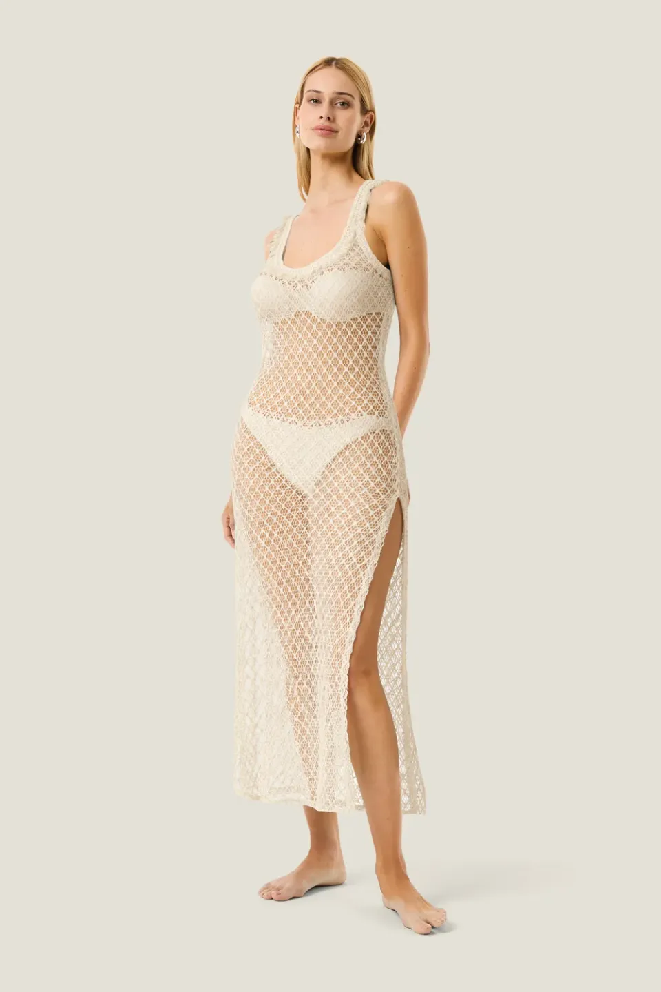 4 Giveness Natural Mesh abito lungo nero in mesh
