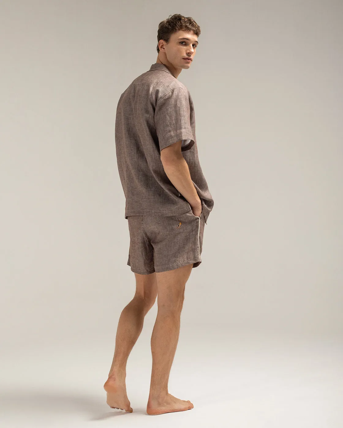 Mosso Sunwear Athens camicia lino marrone manica corta