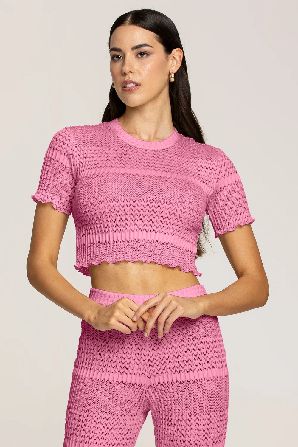 4 Giveness Iconico Pink maglia crop copricostume rosa