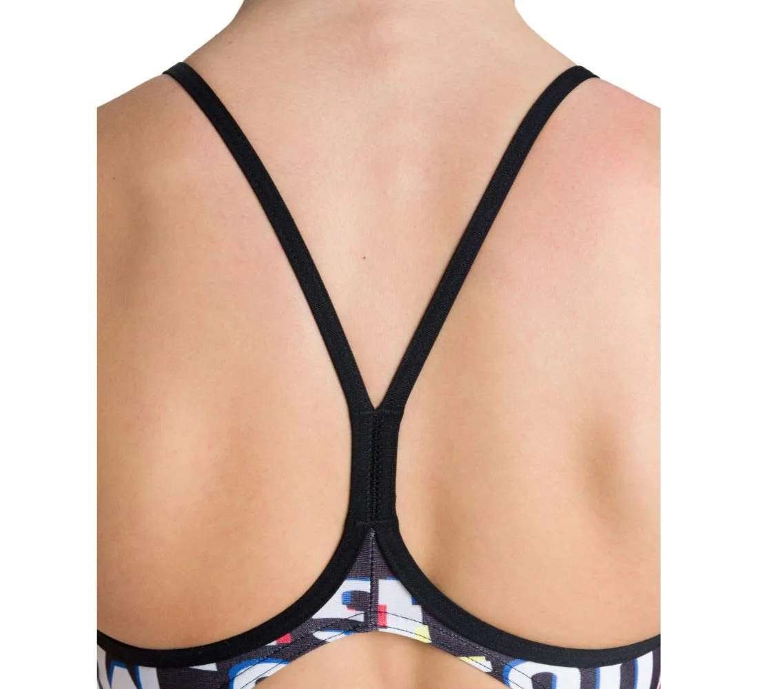 Arena Neon Glitch Jr Intero 8-9 Anni Nero Resistente Cloro