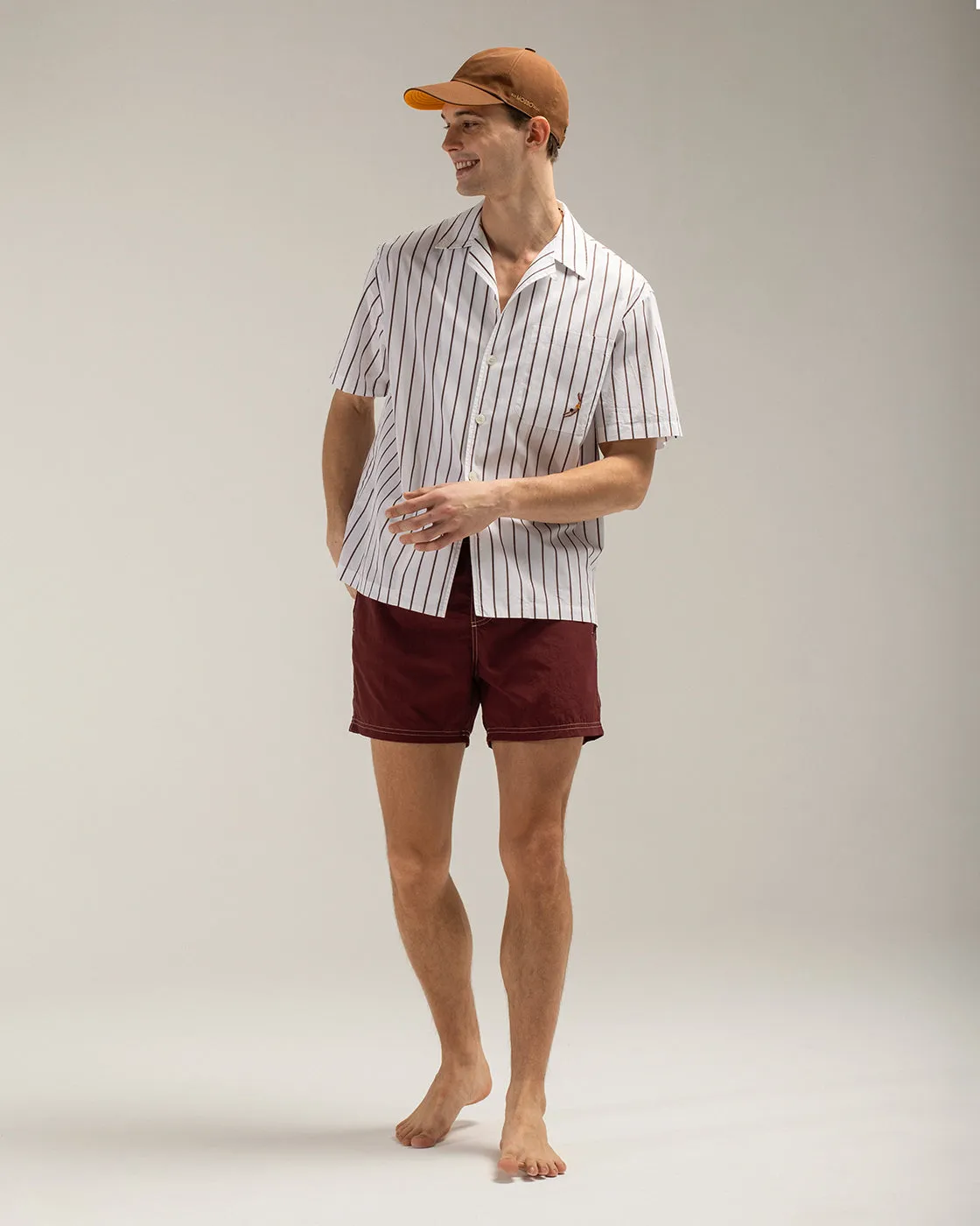 Mosso Sunwear Brown Sun Stripes camicia marrone cotone