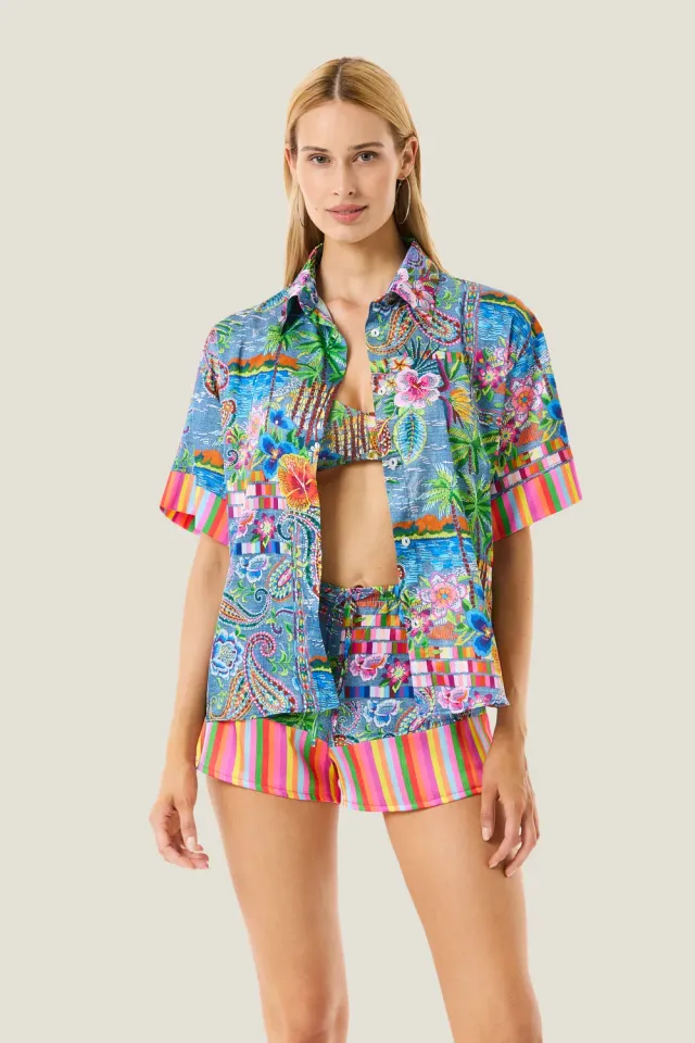 4 Giveness Mexican camicia denim cover up