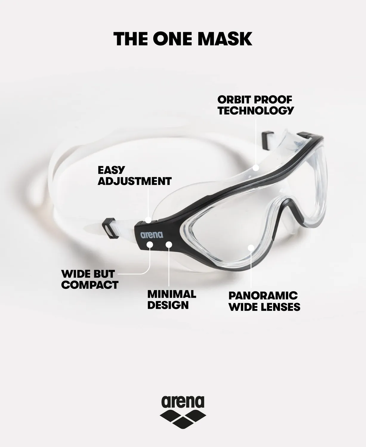 Arena The One Mask occhialini nuoto clear black
