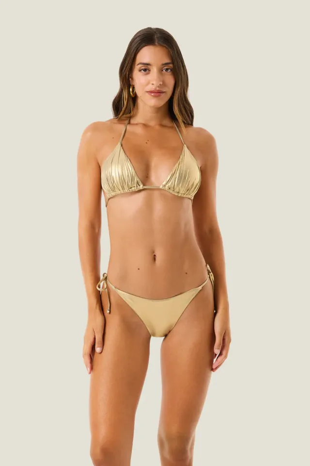 4 Giveness Resort Metallic Bikini Triangolo Oro S