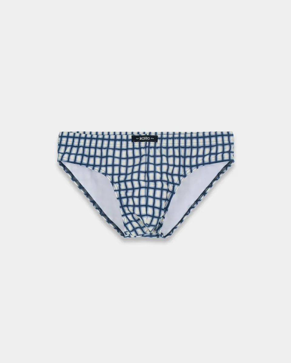 Mosso Sunwear Check Slip Mare Micro Quadri Blu