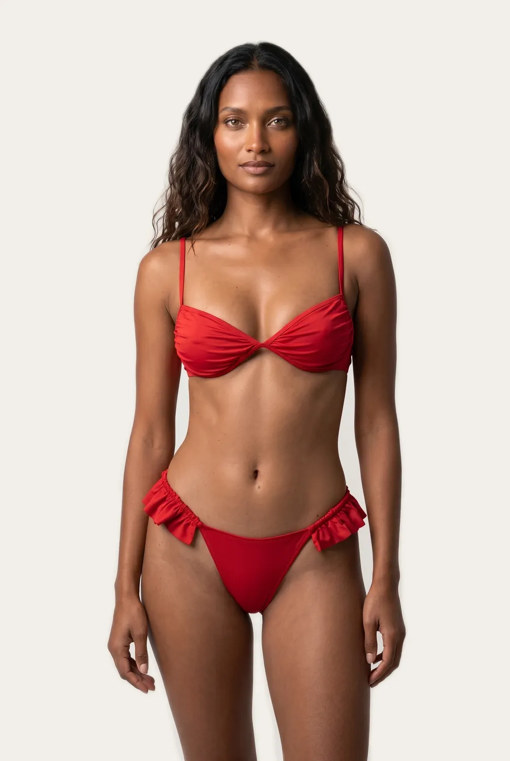4 Giveness Bikini Balconcino Slipa V Rouche Soft Ruffle Fuxia