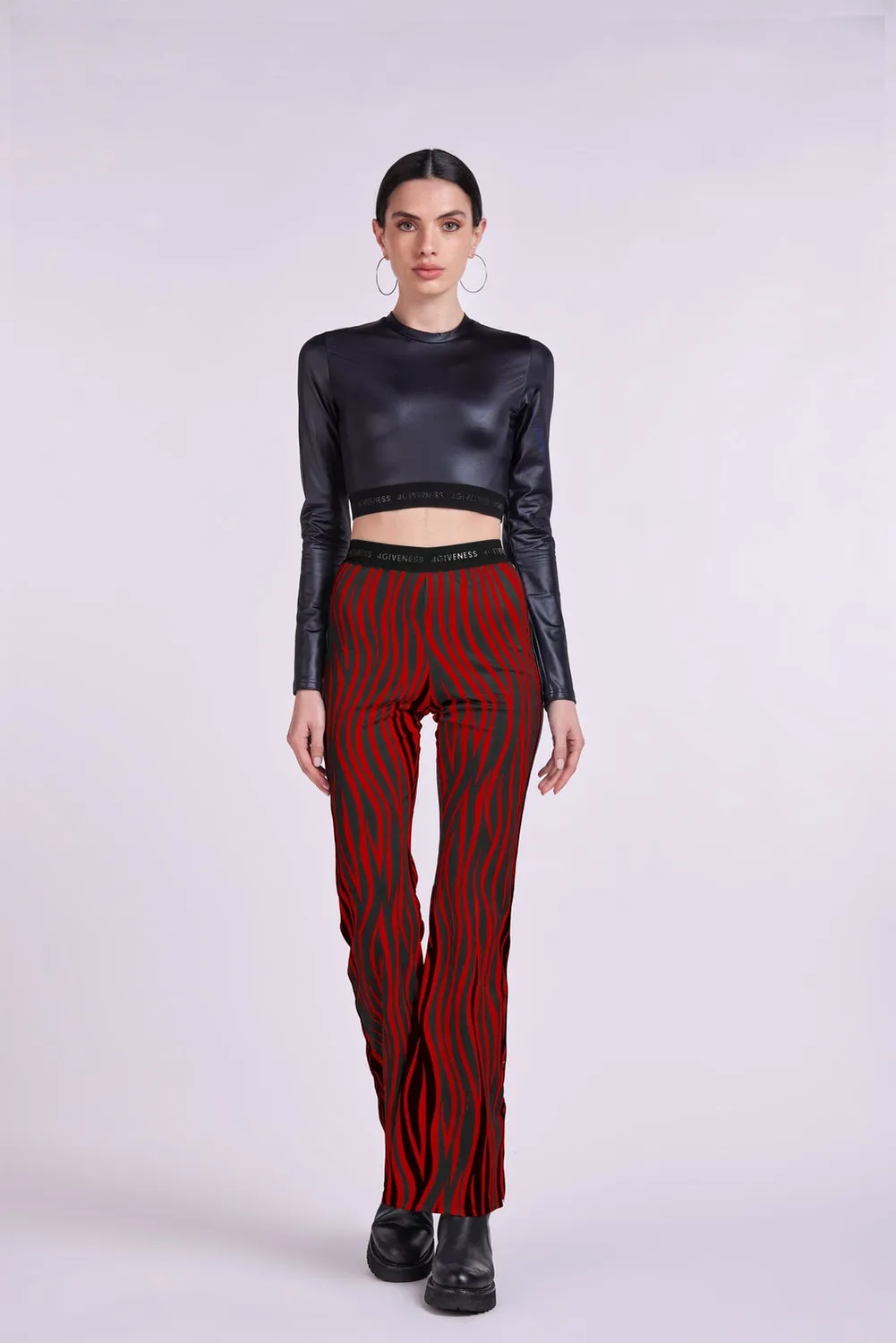 4 Giveness Paw Zebra leggings lycra rossi elastici aderenti