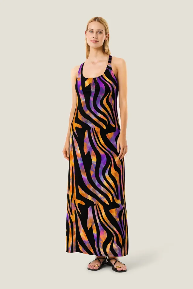 4 Giveness Hypnotic Zebra abito lungo donna var. unica zebrato