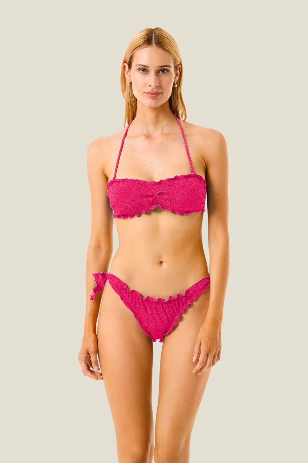 4 Giveness Color Lurex bikini fascia lurex fiocchi laterali