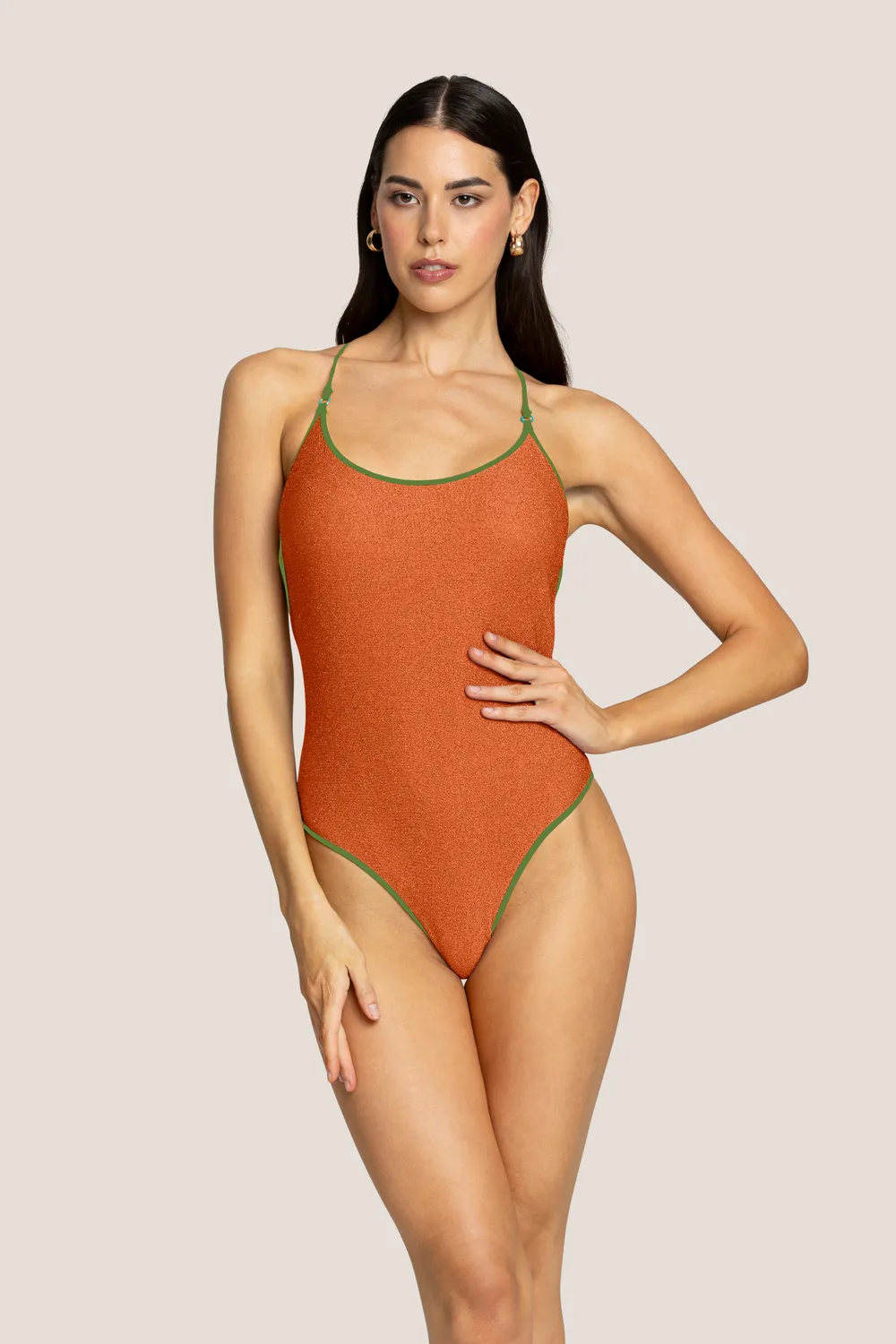 4 Giveness Intero Bordato Bicolor costume fuxia-verde lurex