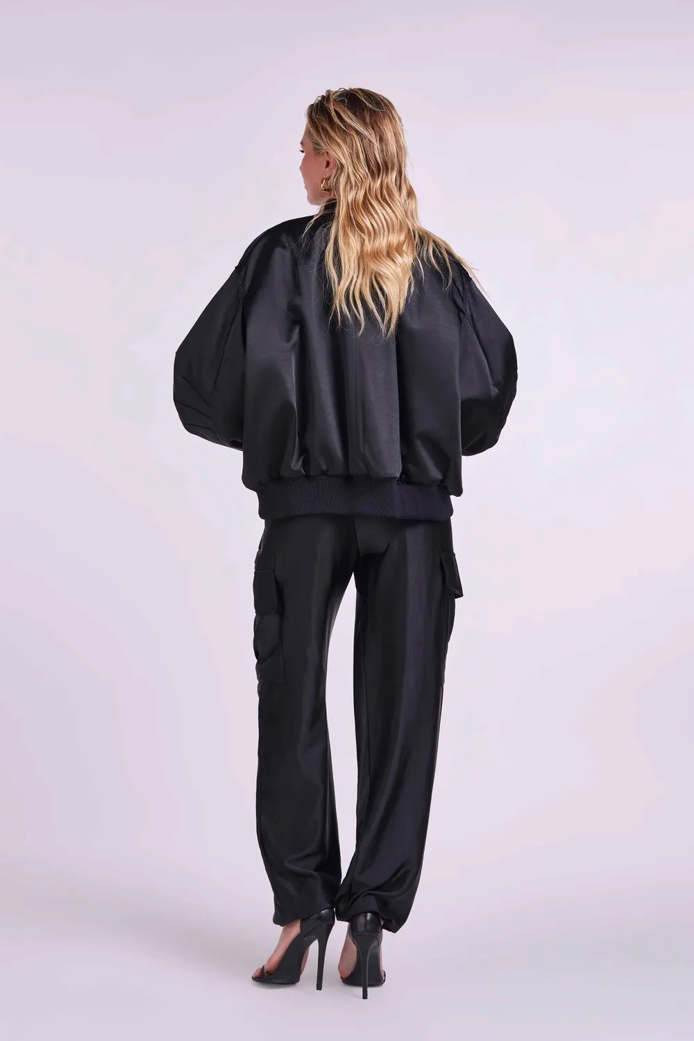4 Giveness Bomber giubbotto uomo nero nylon lucido