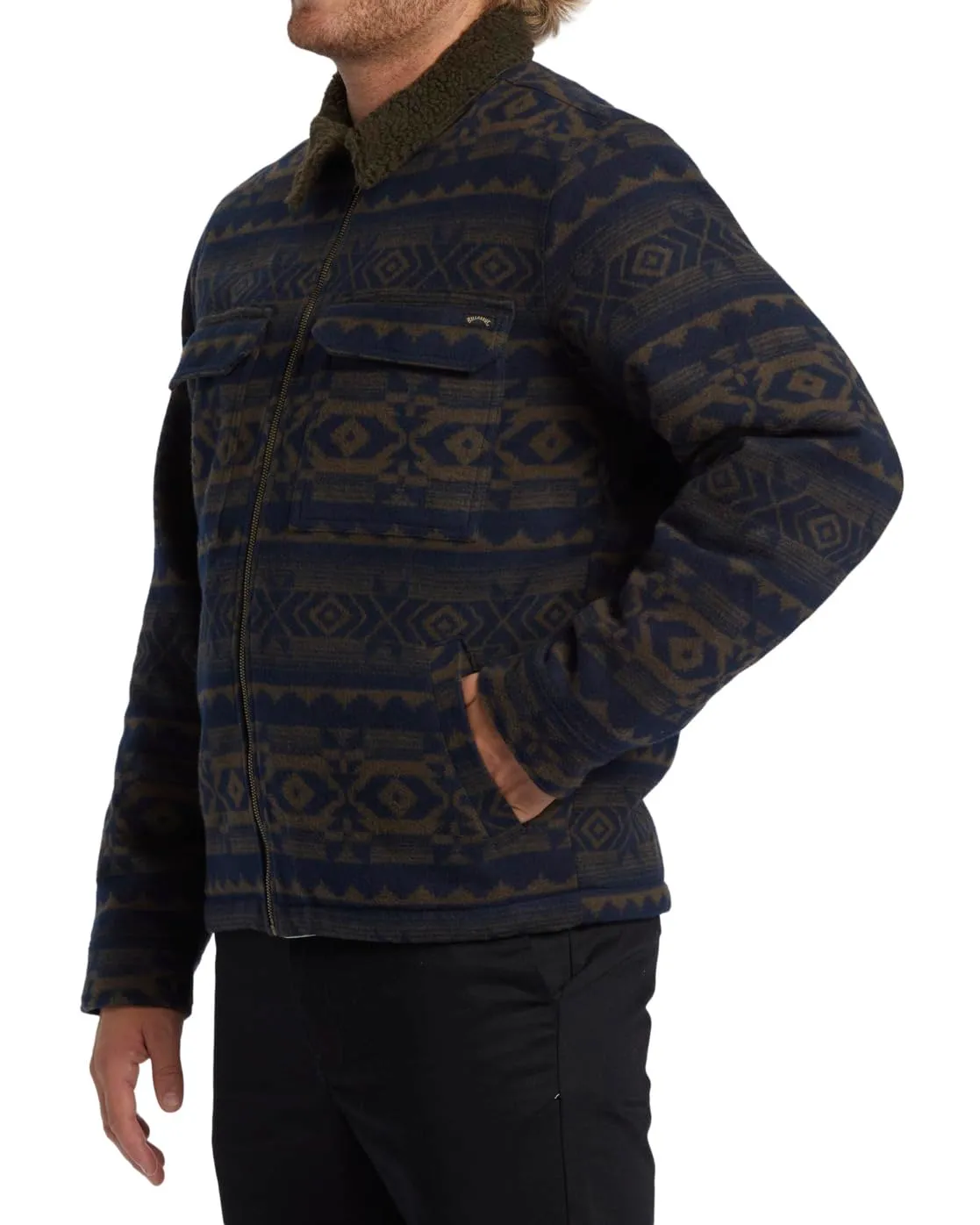 Billabong Barlow Sherpa giacca uomo verde pile caldo