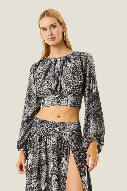 4 Giveness Resort top crop animalier taglia S