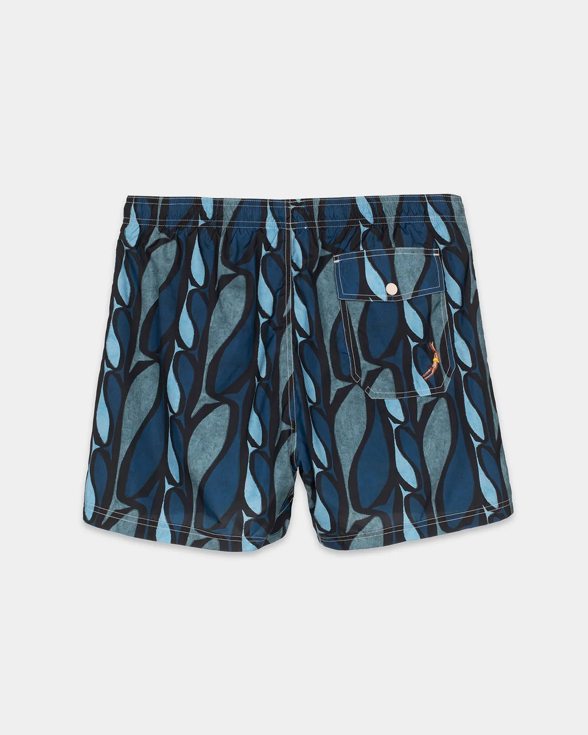 Mosso Sunwear Blue Pesci costume boxer mare blu nylon riciclato