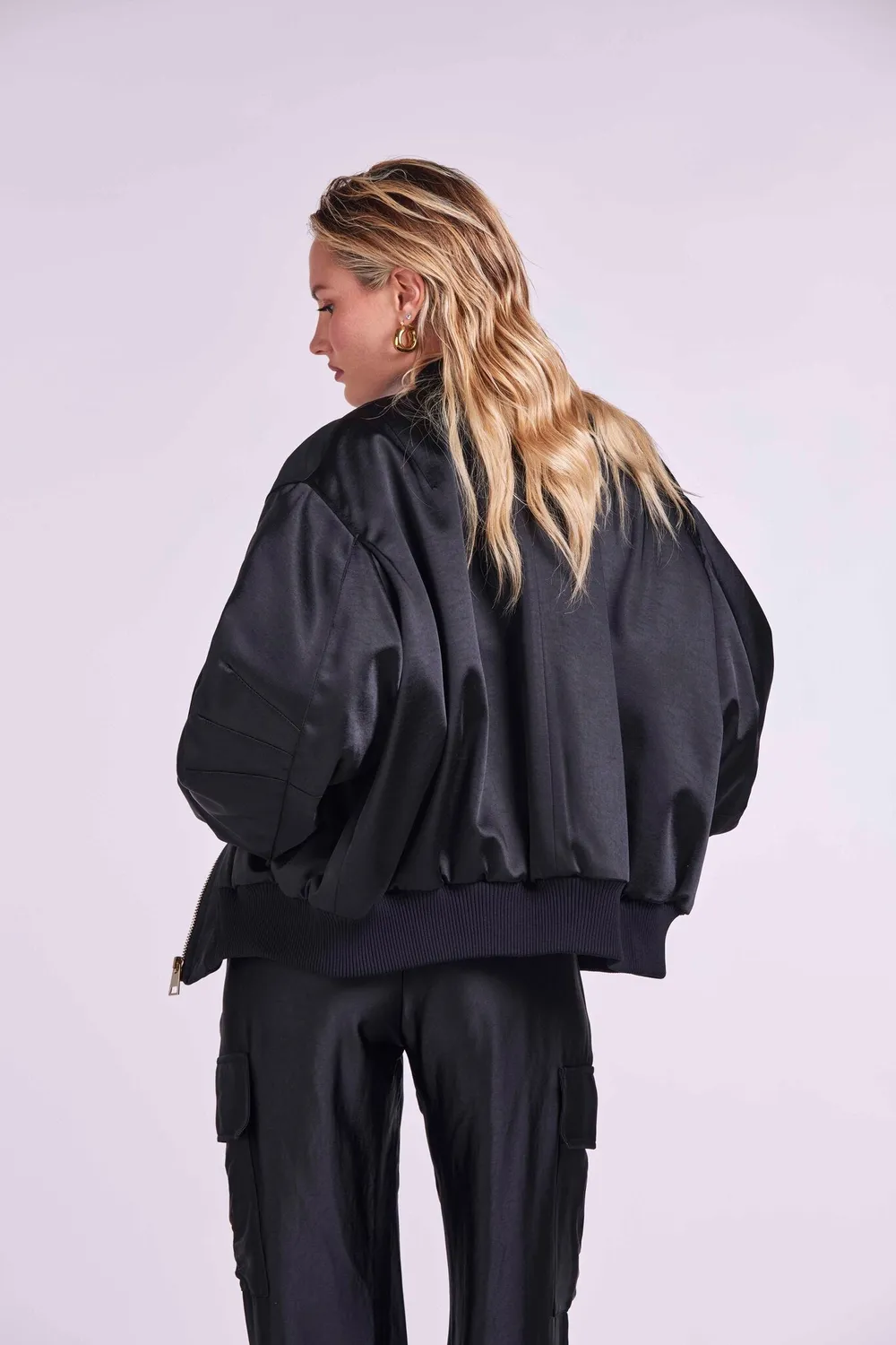 4 Giveness Bomber giubbotto uomo nero nylon lucido