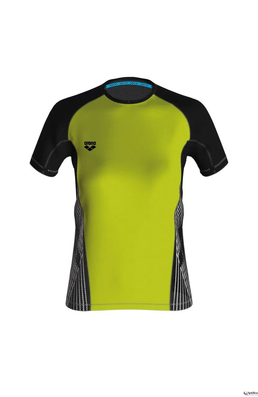 Arena W Run S/S Panel Maglia Donna White-Black Manica Corta