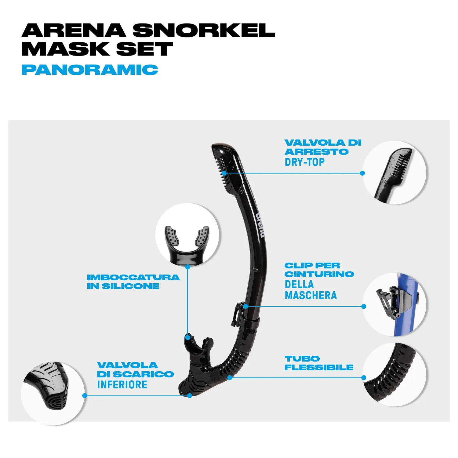 Arena Snorkel Mask Set maschera snorkeling nero