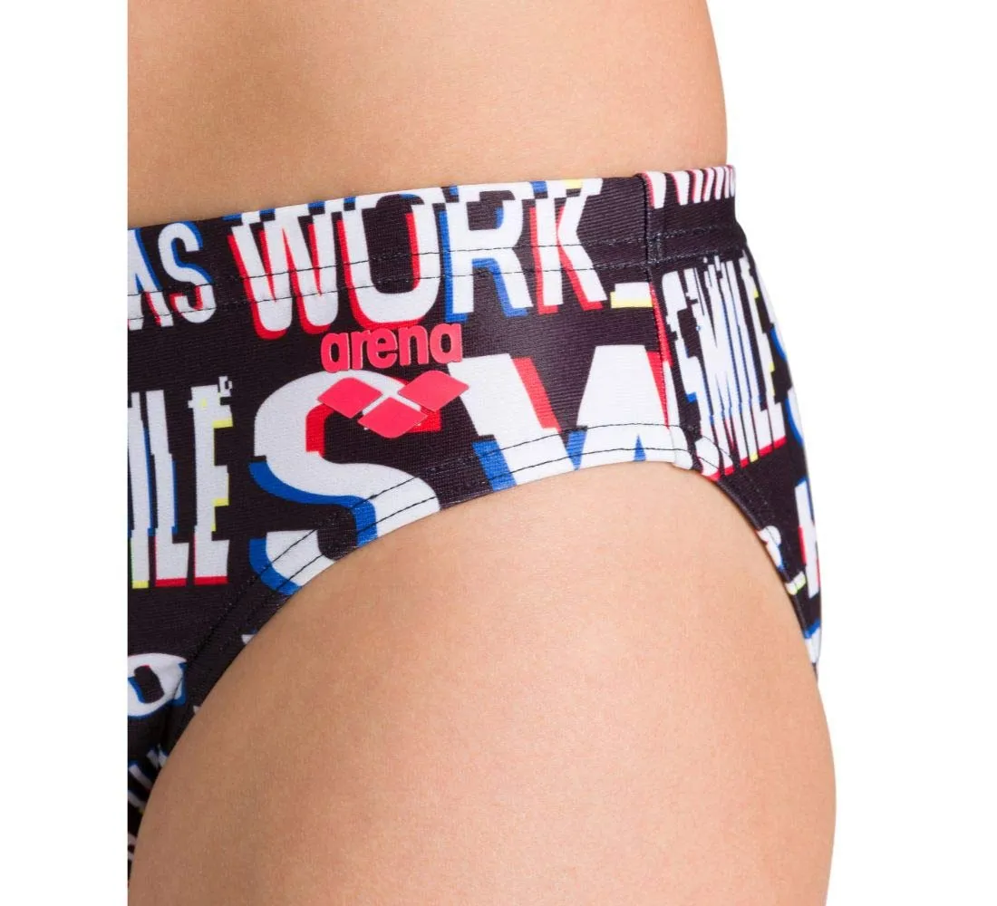 Arena Neon Glitch Jr Brief slip nuoto bambino nero 12-13 anni