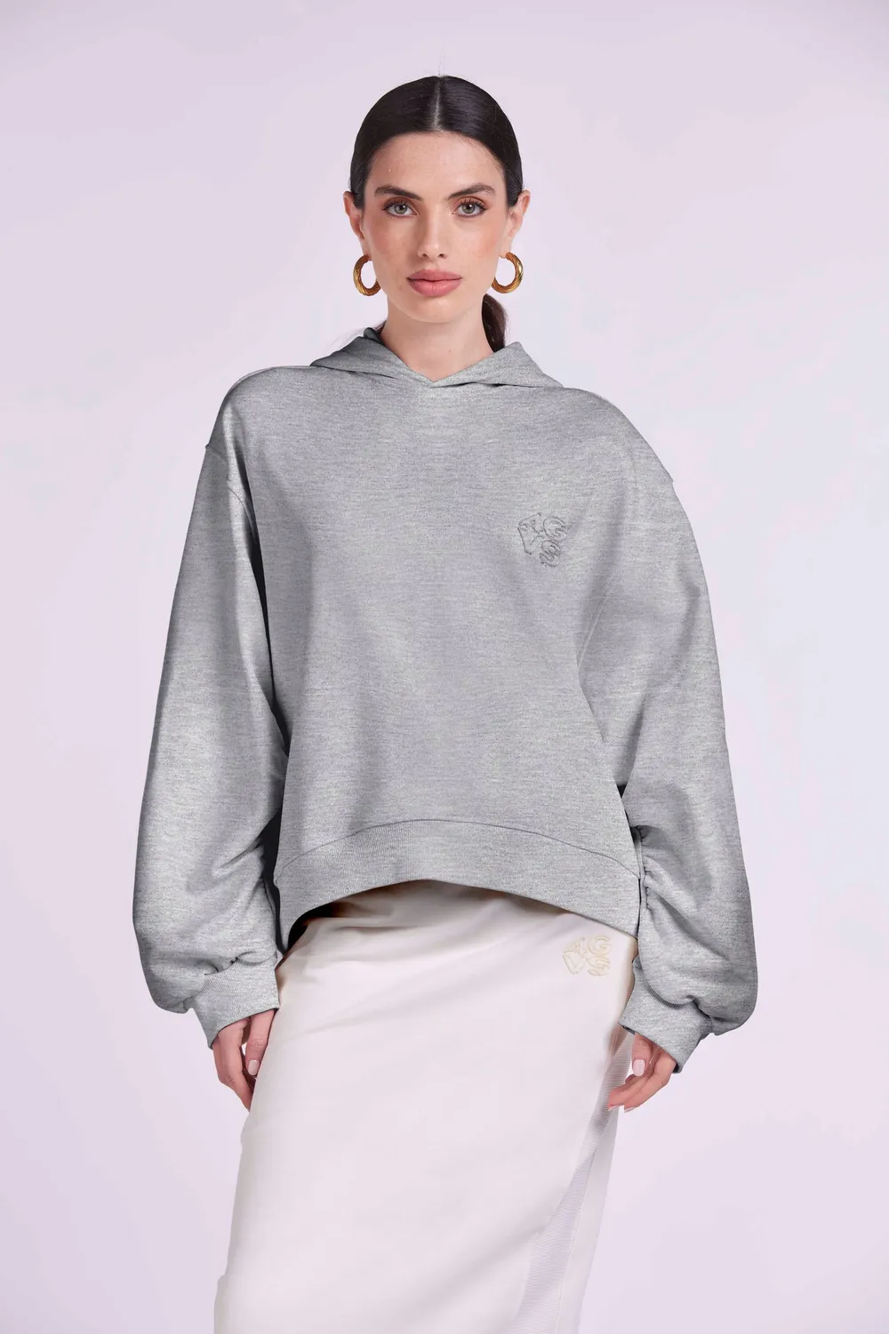 4 Giveness Hoodie Embroidery 4GVS felpa grigia cotone