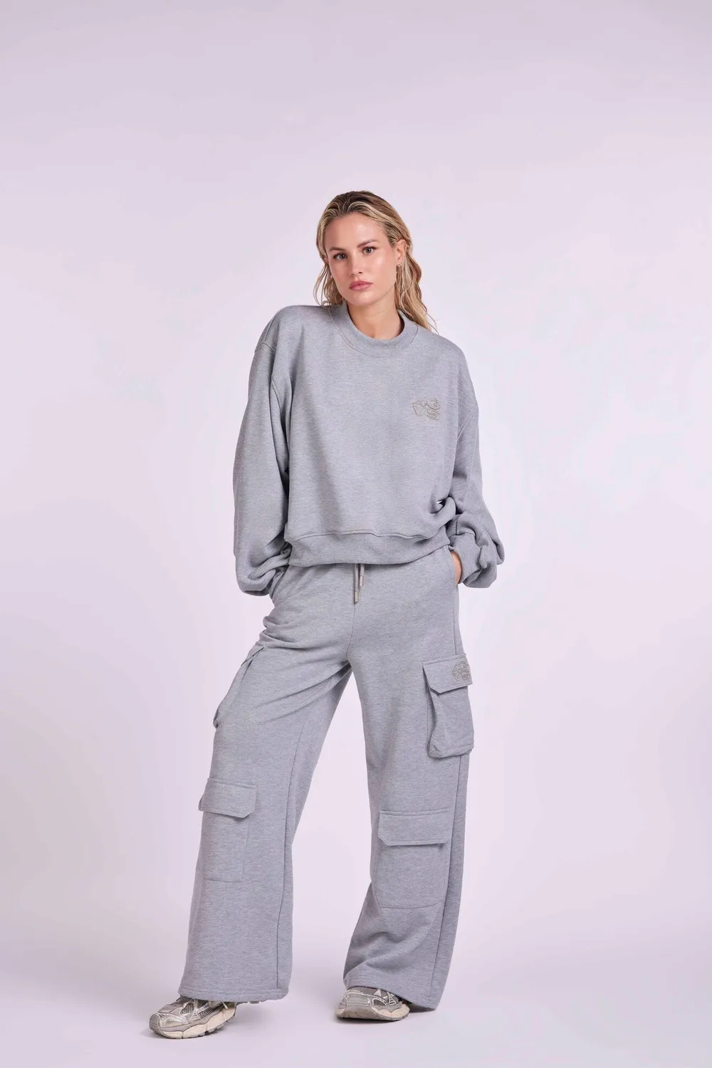 4 Giveness 4-Pocket pantaloni oversize grigi cotone