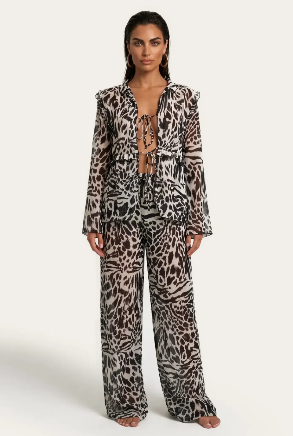 4 Giveness Melted Skin Camicia Animalier Georgette