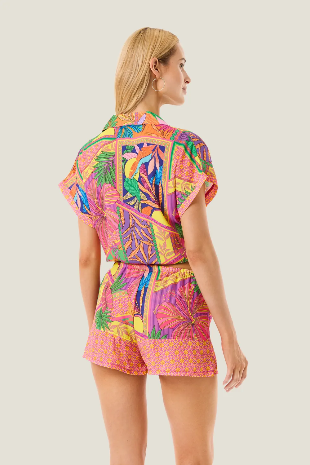 4 Giveness Pop Foulard camicia crop donna fantasia