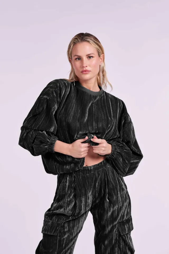 4 Giveness 4GVS maglia collo alto ciniglia nera