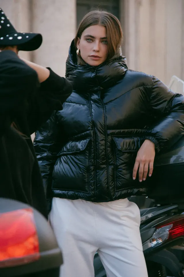4 Giveness 4GVS bomber uomo nero smanicato con cappuccio