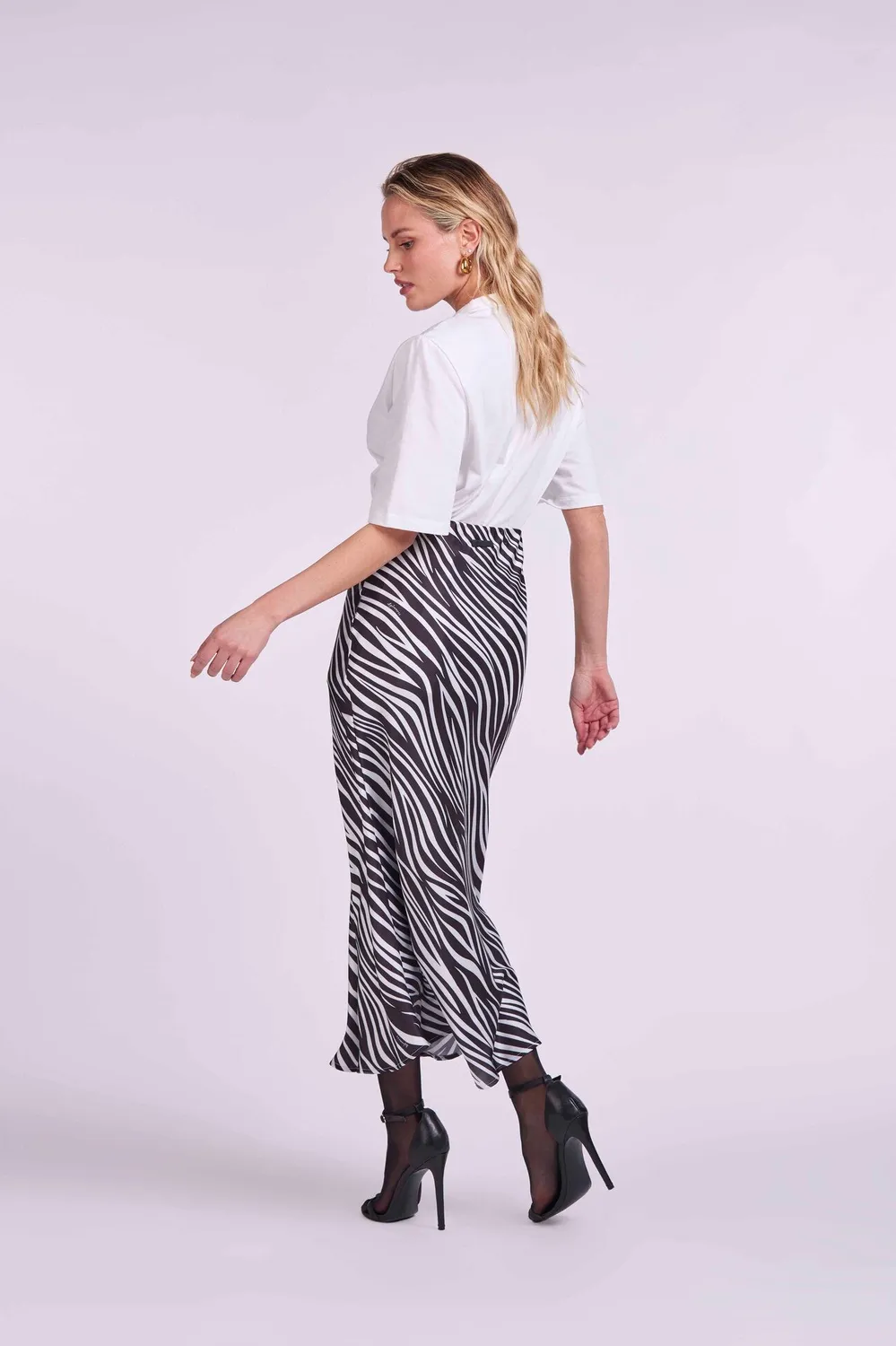 4 Giveness Long Skirt Fantasy Zebra gonna lunga nera