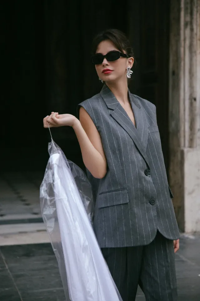 4 Giveness Celebrated gilet donna gessato taglia unica