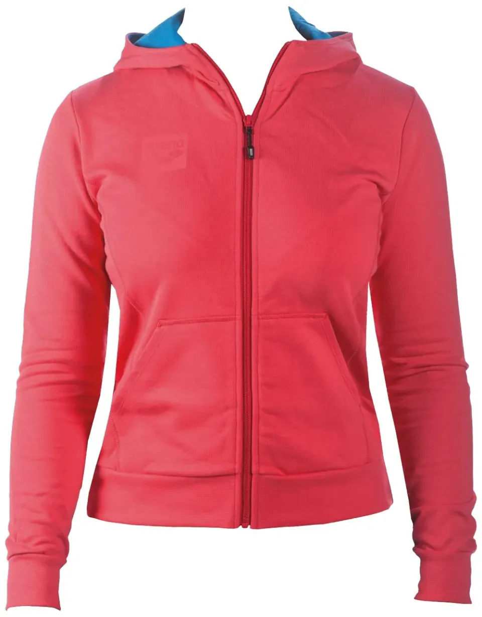 Arena Essential giacca donna cappuccio zip rosso fluo sport