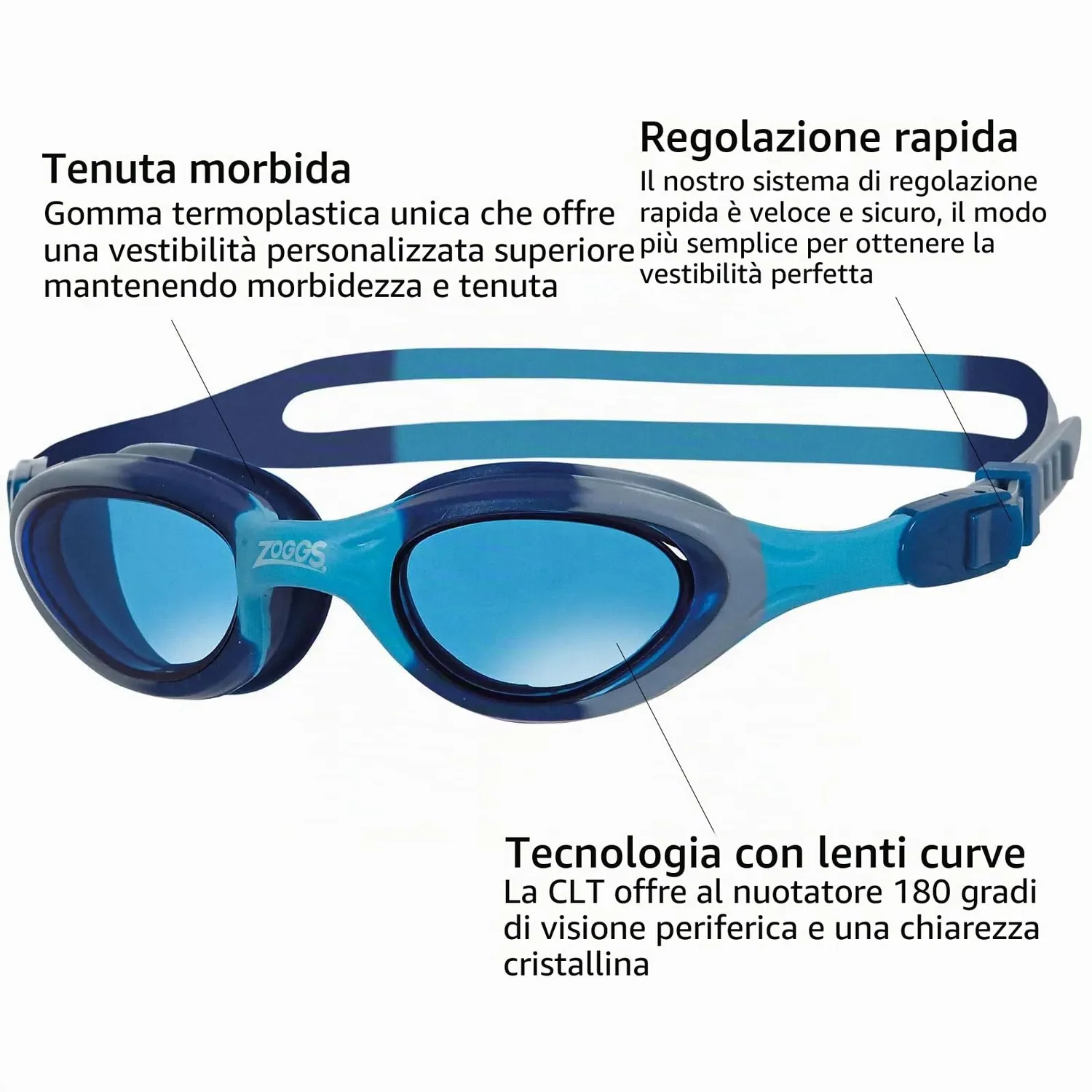 Zoggs Super Seal Junior occhialini 6-14 anni blu camo