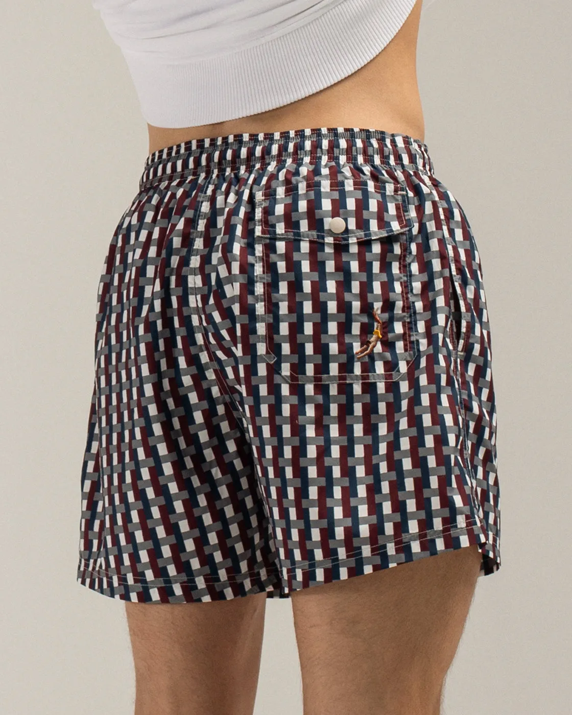 Mosso Sunwear Intreccio boxer mare bordeaux a onde
