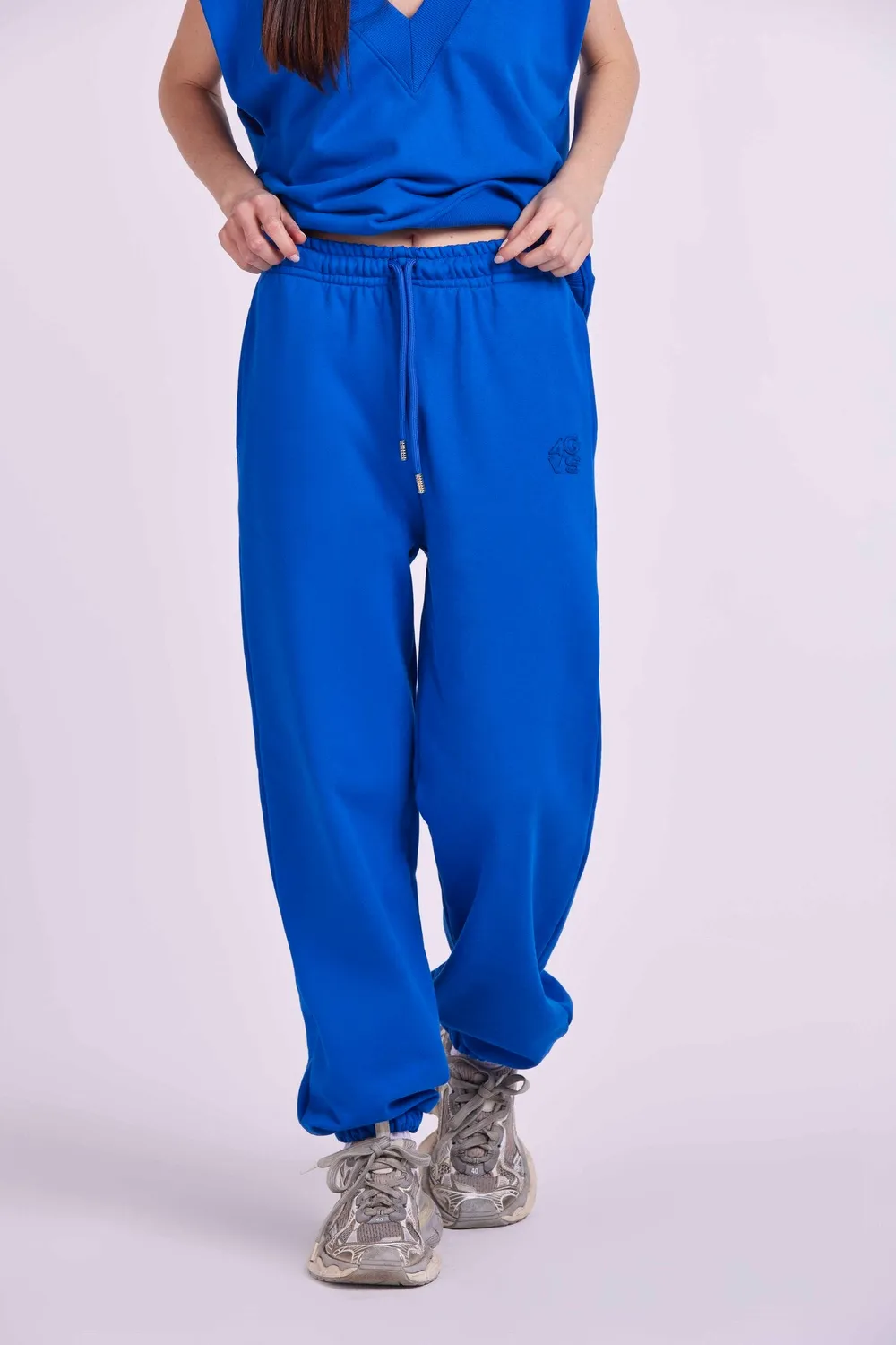4 Giveness 4GVS pantaloni tuta grigi ricamo cotone
