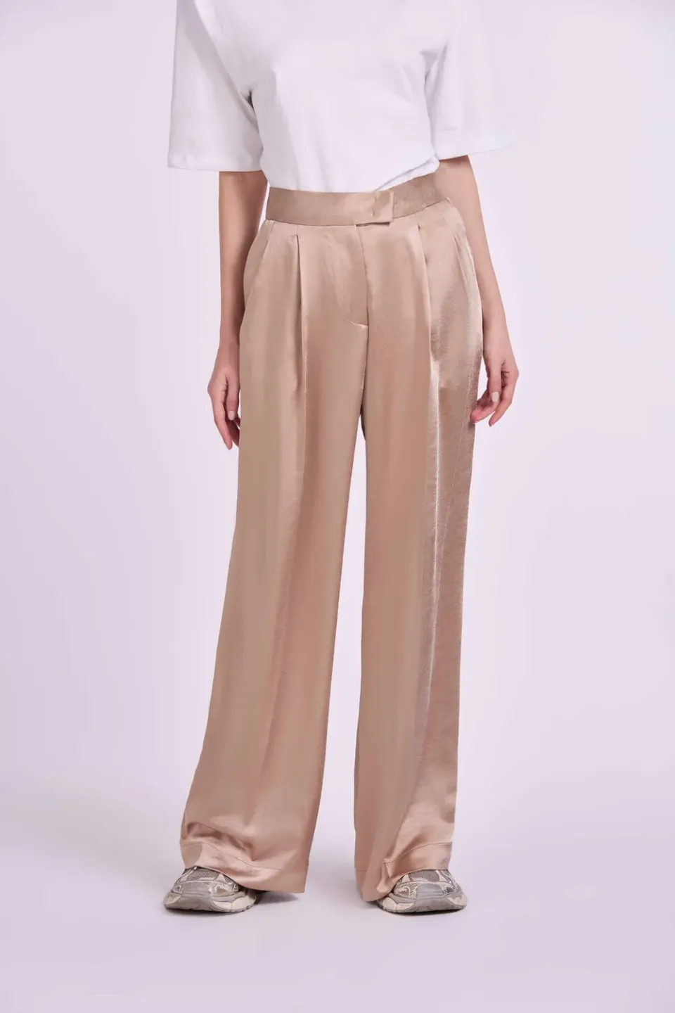4 Giveness Palazzo pantalone satin beige