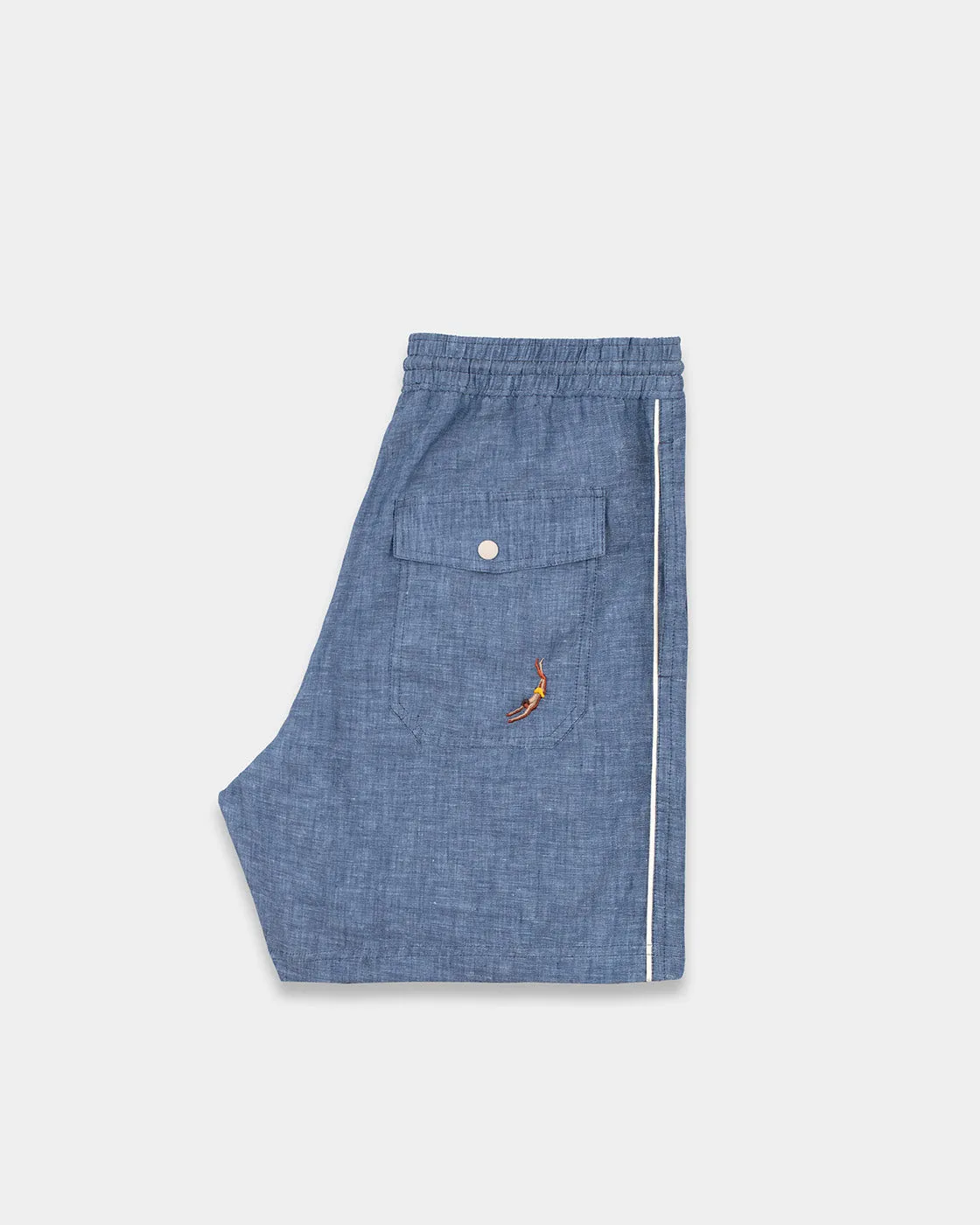 Mosso Sunwear Linen bermuda blu gamba dritta in lino