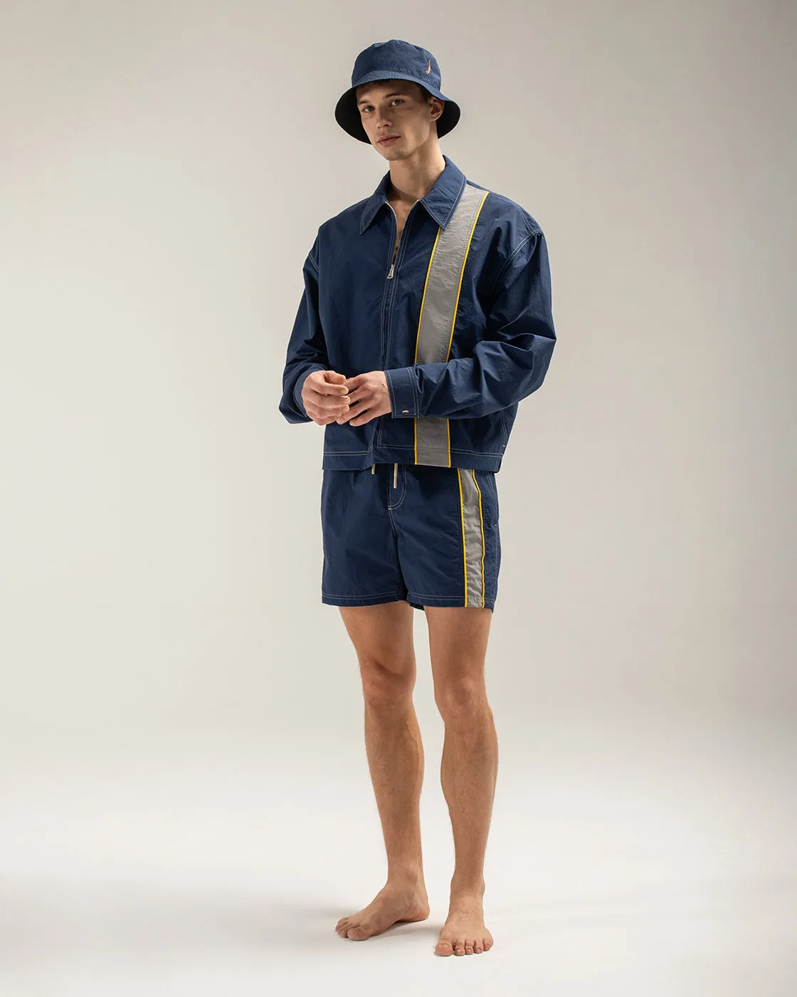 Mosso Sunwear Blue Panel giacca zip blu navy tecnica