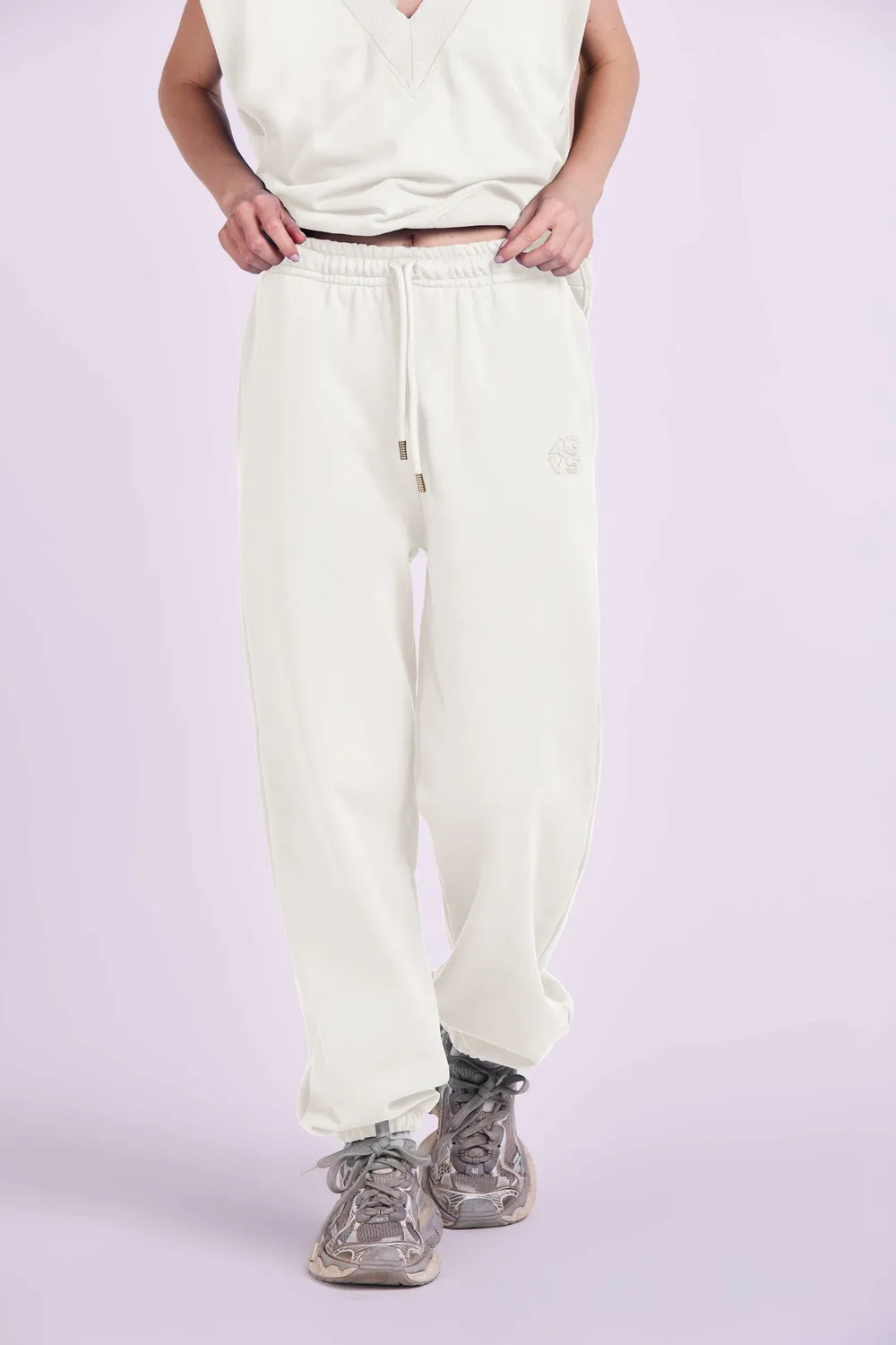 4 Giveness 4GVS pantaloni tuta grigi ricamo cotone