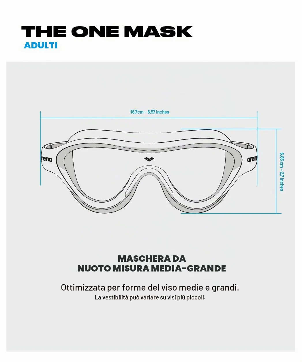 Arena The One Mask Mirror maschera nuoto nera mirror