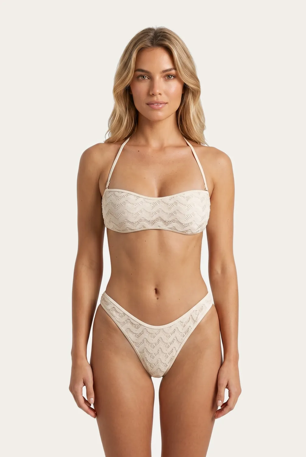 4Giveness Fascia e Slip a V Mesh Crochet bikini nero