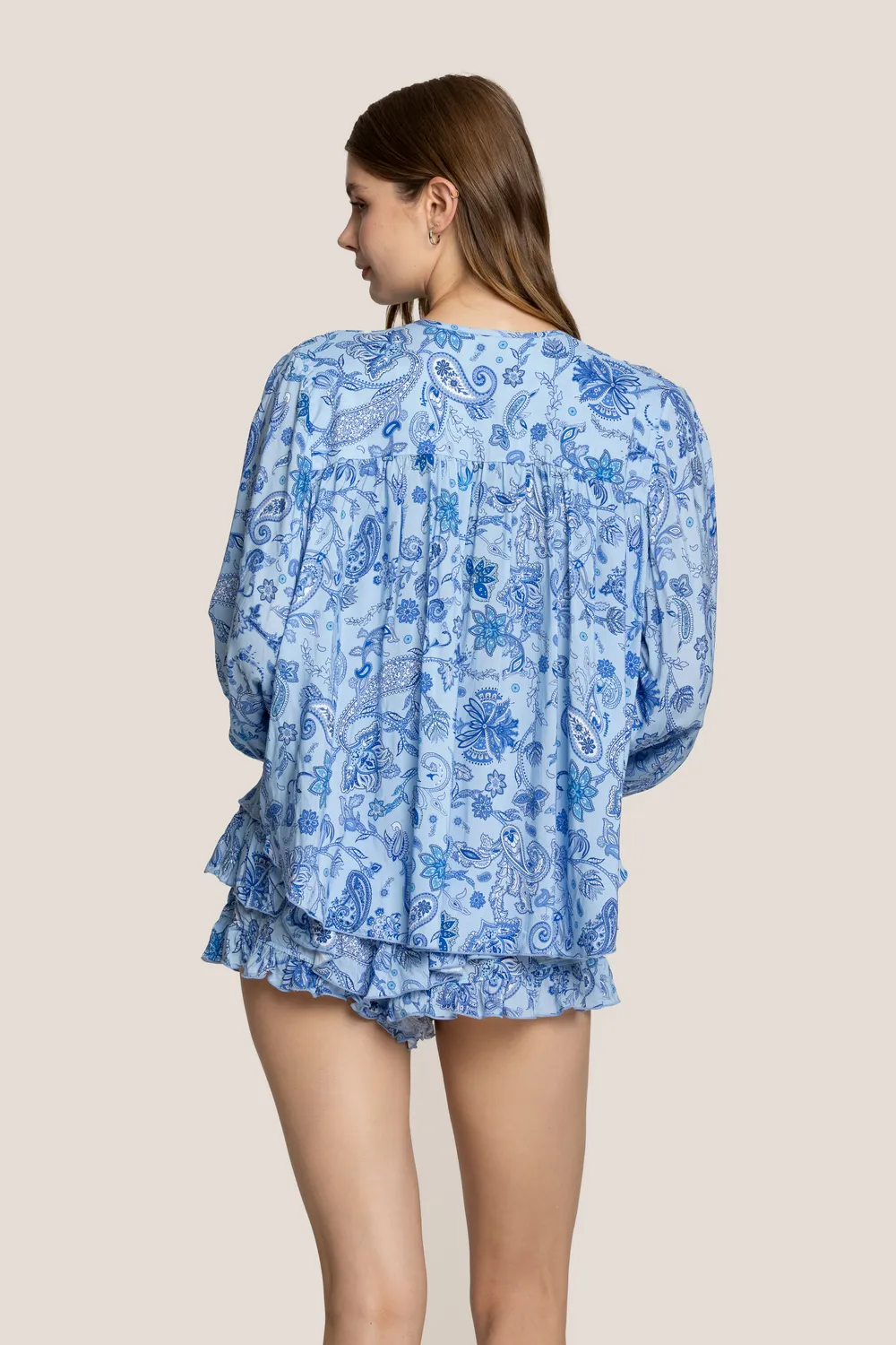 4 Giveness Antibes blusa azzurro viscosa fluida