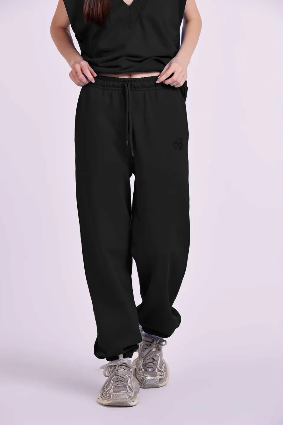 4 Giveness 4GVS pantaloni tuta grigi ricamo cotone