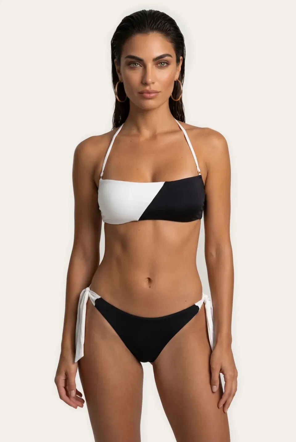 4 Giveness Marylin Black&White bikini fascia slip fiocchi