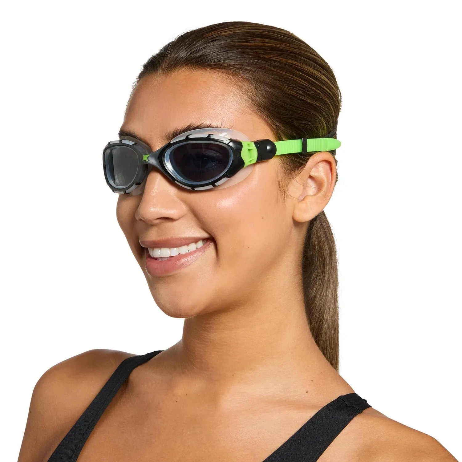 Zoggs Predator Flex occhialini nuoto grigio blu lenti blu