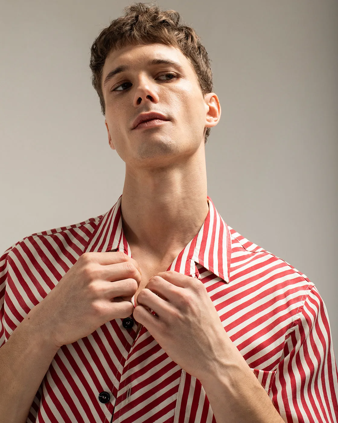 Mosso Sunwear Red Wave camicia manica corta TENCEL traspirante