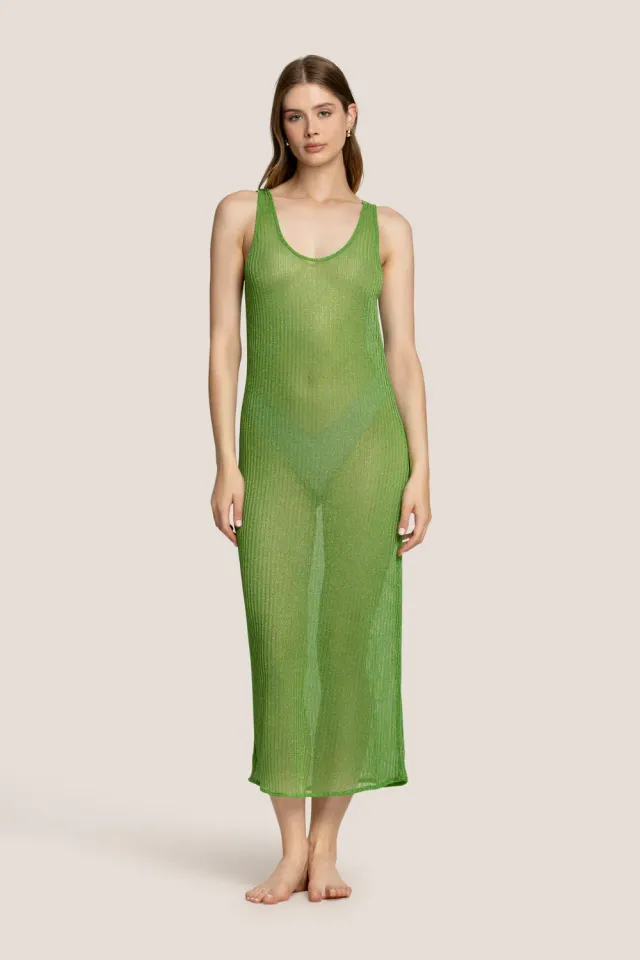 4 Giveness Transparent Soft abito copricostume verde trasparente